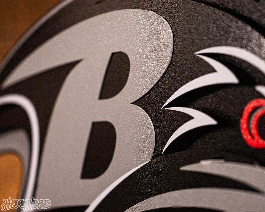 MONOCHROME - Baltimore Ravens "Raven Mascot" 3D Vintage Metal Wall Art
