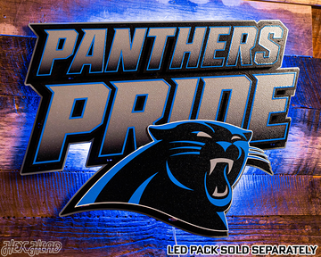 Carolina Panthers - Hex Head EXCLUSIVE "PANTHERS PRIDE" Wordmark 3D Metal Wall Art