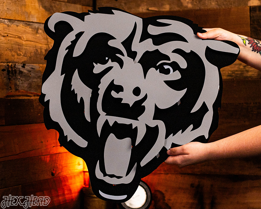 MONOCHROME - Chicago Bears "Roaring Bear" 3D Vintage Metal Wall Art
