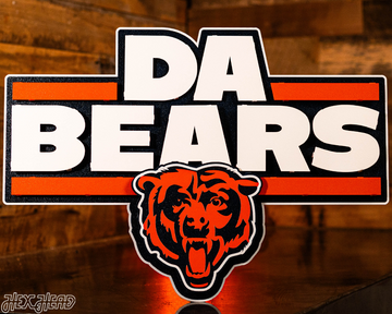 Chicago Bears - Hex Head EXCLUSIVE "Da-Bears" Wordmark 3D Metal Wall Art