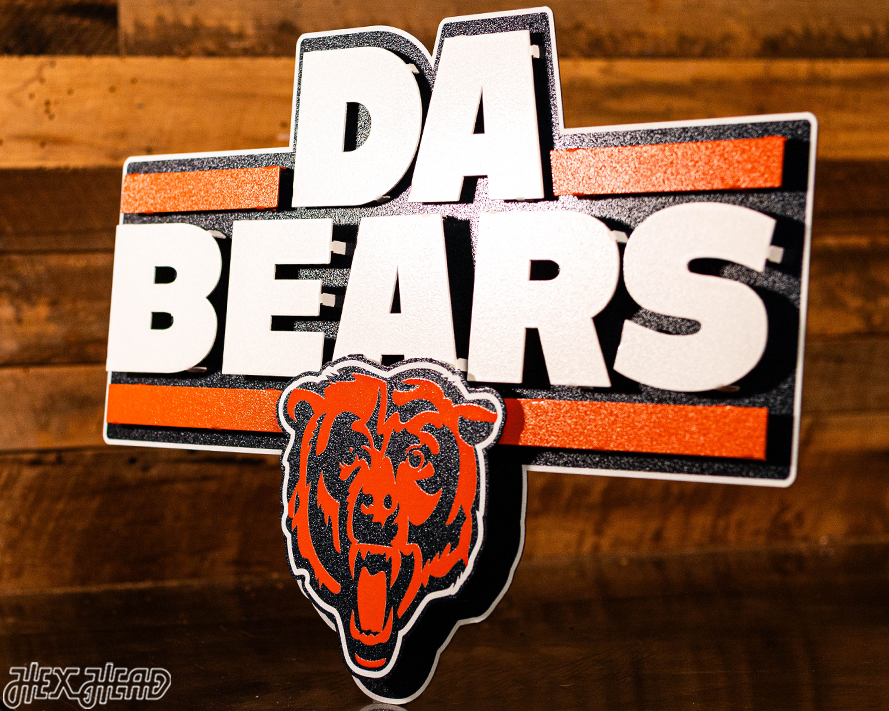 Chicago Bears - Hex Head EXCLUSIVE "Da-Bears" Wordmark 3D Metal Wall Art