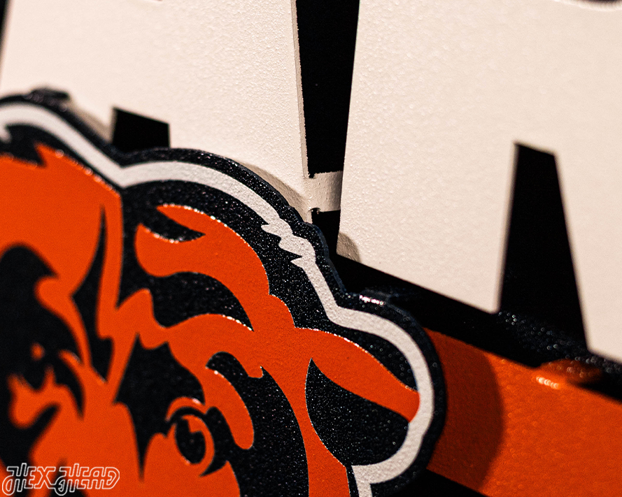 Chicago Bears - Hex Head EXCLUSIVE "Da-Bears" Wordmark 3D Metal Wall Art