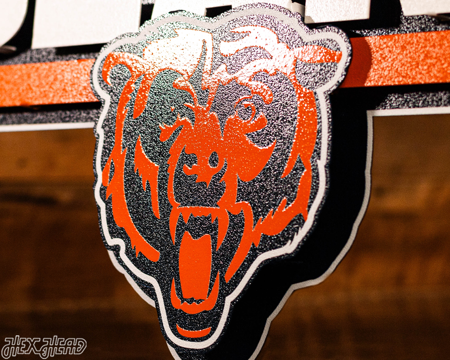 Chicago Bears - Hex Head EXCLUSIVE "Da-Bears" Wordmark 3D Metal Wall Art