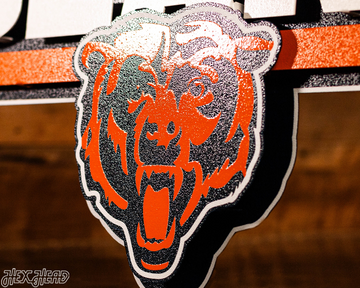 Chicago Bears - Hex Head EXCLUSIVE "Da-Bears" Wordmark 3D Metal Wall Art