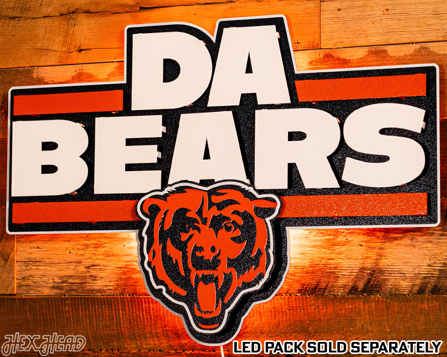 Chicago Bears - Hex Head EXCLUSIVE "Da-Bears" Wordmark 3D Metal Wall Art