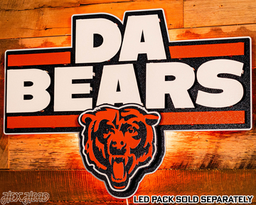 Chicago Bears - Hex Head EXCLUSIVE "Da-Bears" Wordmark 3D Metal Wall Art