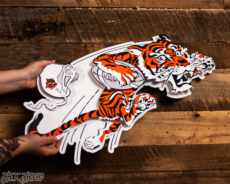 Cincinnati Bengals "1968" Classic Tiger 3D Vintage Metal Wall Art