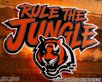 Cincinnati Bengals - Hex Head EXCLUSIVE "Rule The Jungle" Wordmark 3D Metal Wall Art