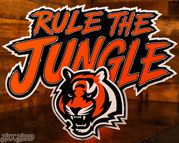 Cincinnati Bengals - Hex Head EXCLUSIVE "Rule The Jungle" Wordmark 3D Metal Wall Art