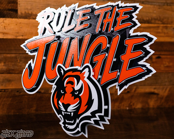 Cincinnati Bengals - Hex Head EXCLUSIVE "Rule The Jungle" Wordmark 3D Metal Wall Art
