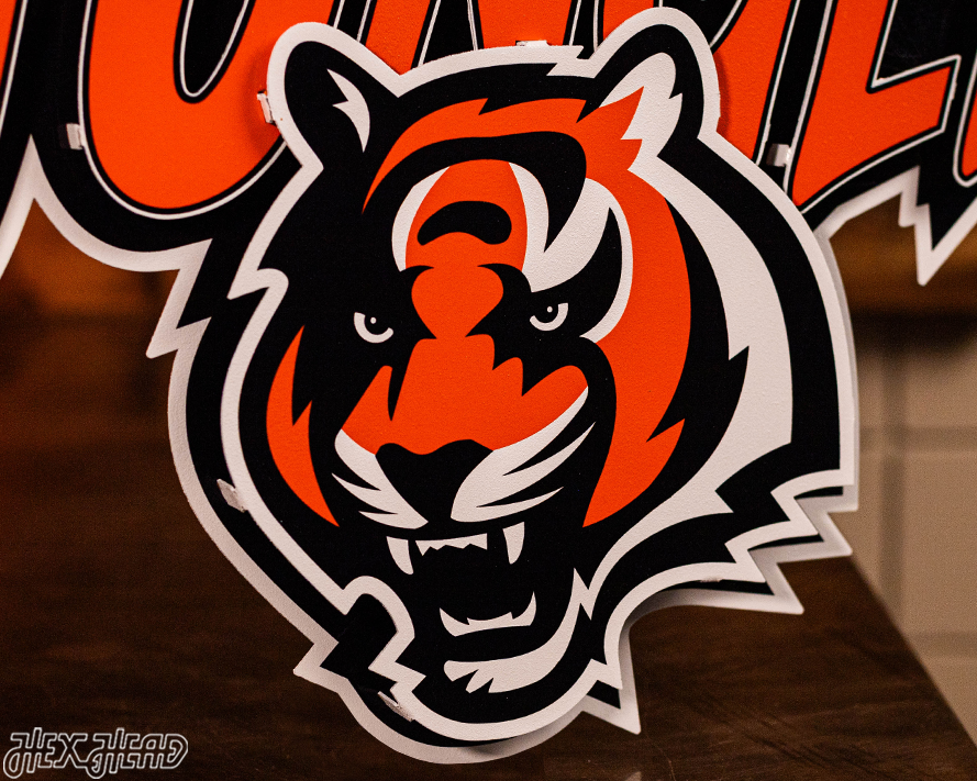 Cincinnati Bengals - Hex Head EXCLUSIVE "Rule The Jungle" Wordmark 3D Metal Wall Art