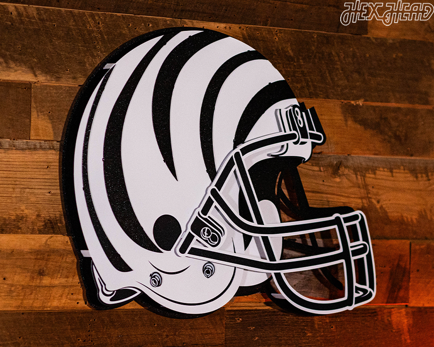 Cincinnati Bengals BLITZ Collection - 8 Layer Black & White Helmet 3D Vintage Metal Wall Art