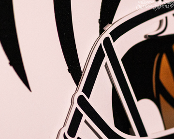 Cincinnati Bengals BLITZ Collection - 8 Layer Black & White Helmet 3D Vintage Metal Wall Art