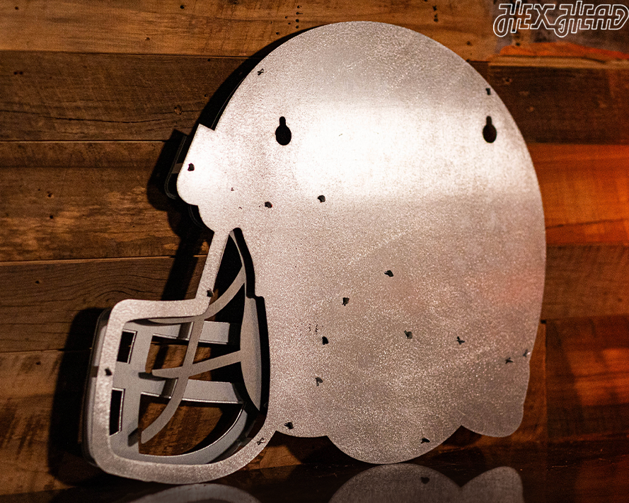 BLITZ Collection - 8 Layer Black & White Cincinnati Bengals Helmet 3D Vintage Metal Wall Art