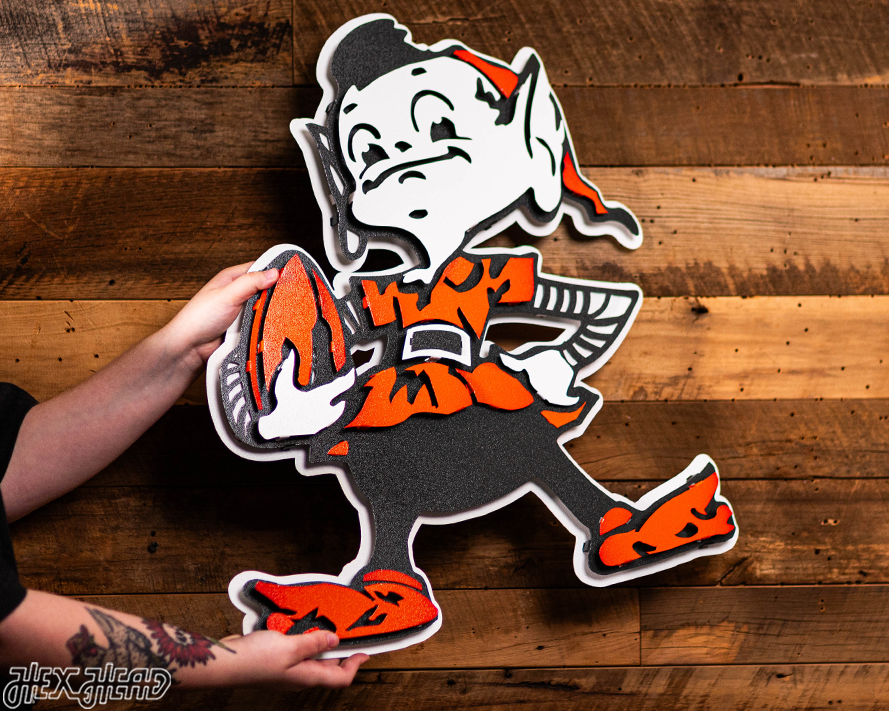 Cleveland Browns "Brownie" 3D Vintage Metal Wall Art