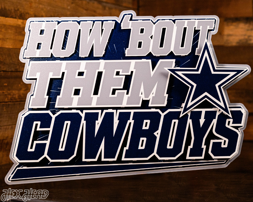 Dallas Cowboys - Hex Head EXCLUSIVE "How 'Bout Them Cowboys" Wordmark 3D Metal Wall Art