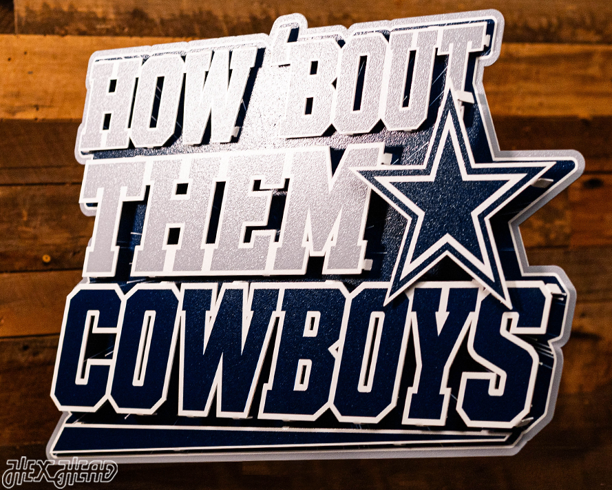 Dallas Cowboys - Hex Head EXCLUSIVE "How 'Bout Them Cowboys" Wordmark 3D Metal Wall Art