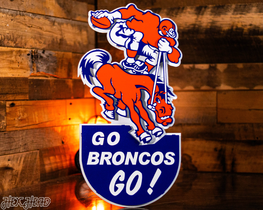 Denver Broncos "1965" Alternate Logo 3D Vintage Metal Wall Art