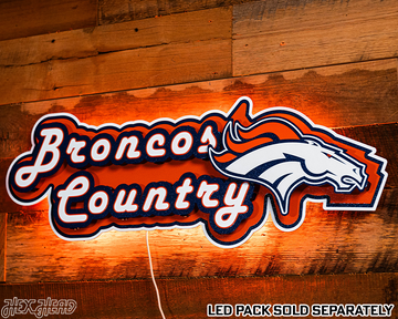 Denver Broncos - Hex Head EXCLUSIVE "Broncos Country" Wordmark 3D Metal Wall Art