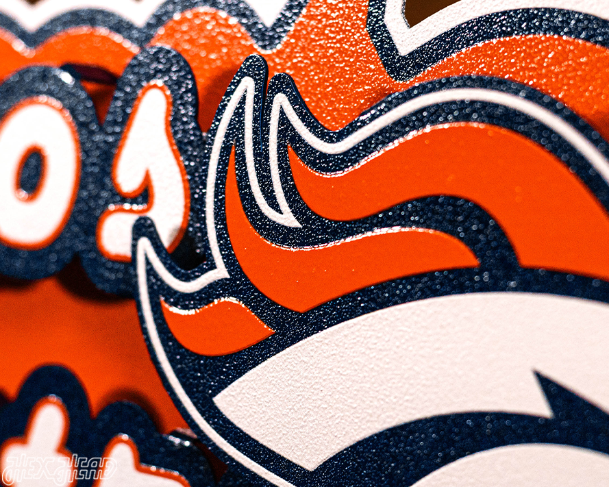 Denver Broncos - Hex Head EXCLUSIVE "Broncos Country" Wordmark 3D Metal Wall Art