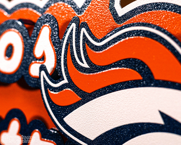Denver Broncos - Hex Head EXCLUSIVE "Broncos Country" Wordmark 3D Metal Wall Art