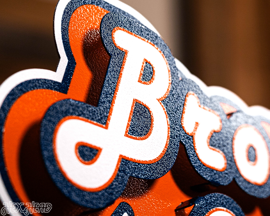 Denver Broncos - Hex Head EXCLUSIVE "Broncos Country" Wordmark 3D Metal Wall Art