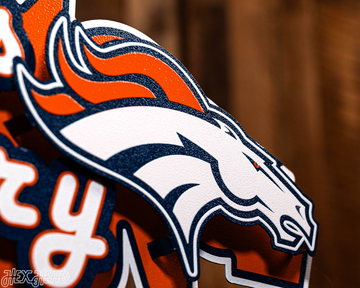Denver Broncos - Hex Head EXCLUSIVE "Broncos Country" Wordmark 3D Metal Wall Art