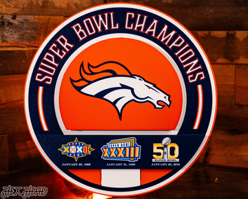 Denver Broncos DYNASTY - Super Bowl Wins w/ Replaceable Icon Plate 3D Vintage Metal Wall Art