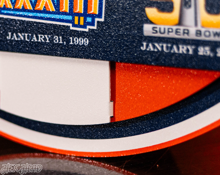 Denver Broncos DYNASTY - Super Bowl Wins w/ Replaceable Icon Plate 3D Vintage Metal Wall Art