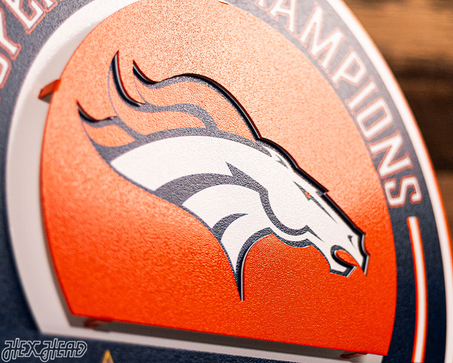 Denver Broncos DYNASTY - Super Bowl Wins w/ Replaceable Icon Plate 3D Vintage Metal Wall Art