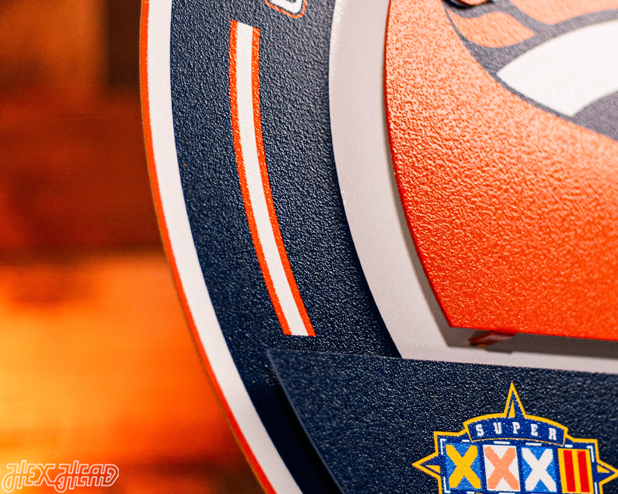 Denver Broncos DYNASTY - Super Bowl Wins w/ Replaceable Icon Plate 3D Vintage Metal Wall Art
