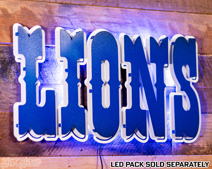 Detroit Lions "1989" Wordmark 3D Vintage Metal Wall Art