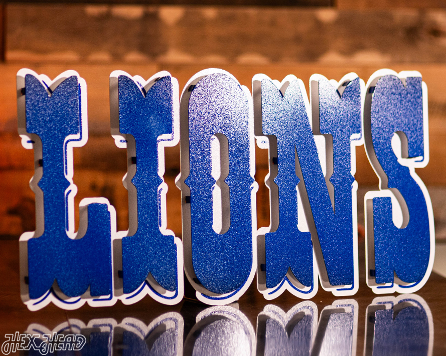 Detroit Lions "1989" Wordmark 3D Vintage Metal Wall Art