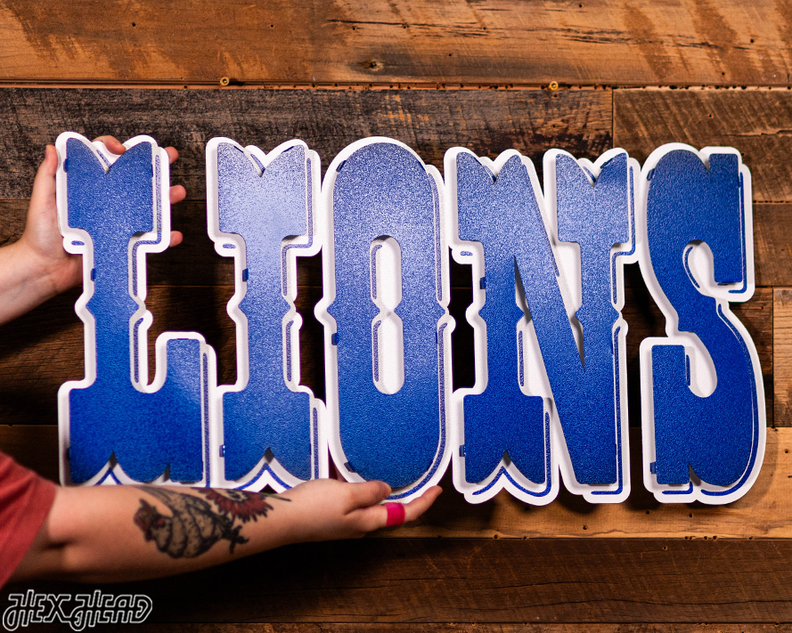 Detroit Lions "1989" Wordmark 3D Vintage Metal Wall Art
