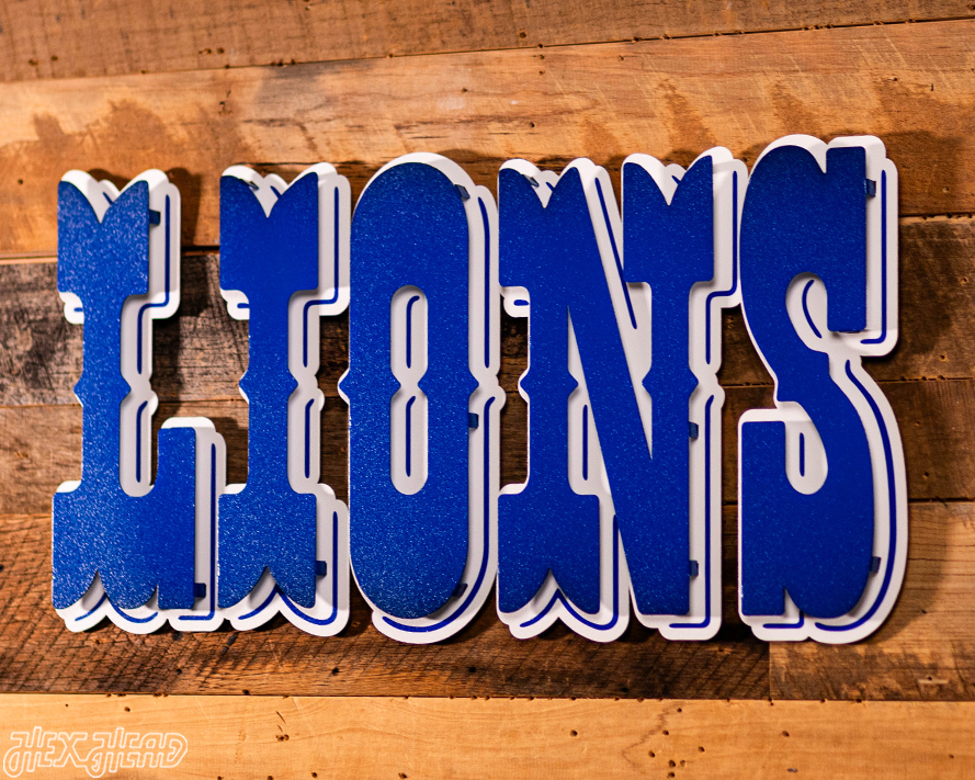 Detroit Lions "1989" Wordmark 3D Vintage Metal Wall Art