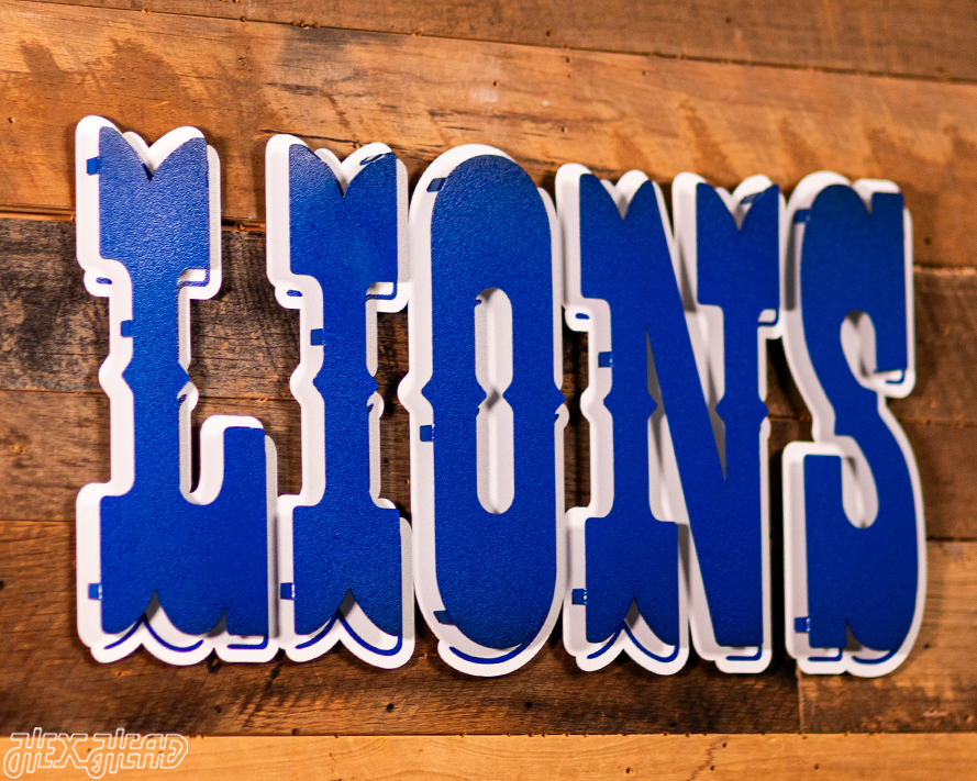 Detroit Lions "1989" Wordmark 3D Vintage Metal Wall Art