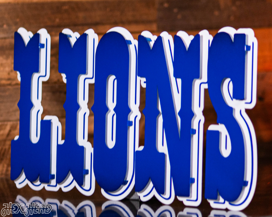 Detroit Lions "1989" Wordmark 3D Vintage Metal Wall Art