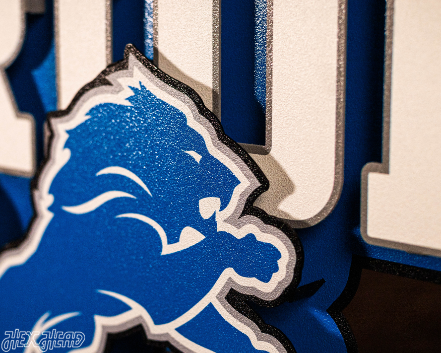 Detroit Lions - Hex Head EXCLUSIVE "One Pride" Wordmark 3D Metal Wall Art
