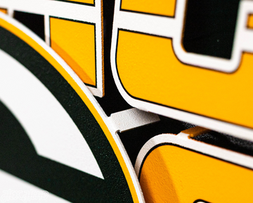 Green Bay Packers - Hex Head EXCLUSIVE "Go Pack Go" Wordmark 3D Metal Wall Art