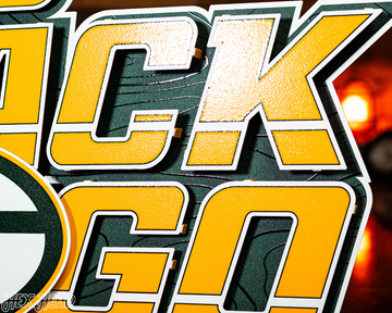 Green Bay Packers - Hex Head EXCLUSIVE "Go Pack Go" Wordmark 3D Metal Wall Art
