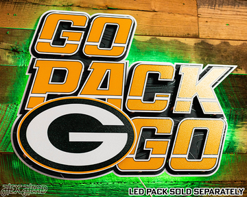 Green Bay Packers - Hex Head EXCLUSIVE "Go Pack Go" Wordmark 3D Metal Wall Art