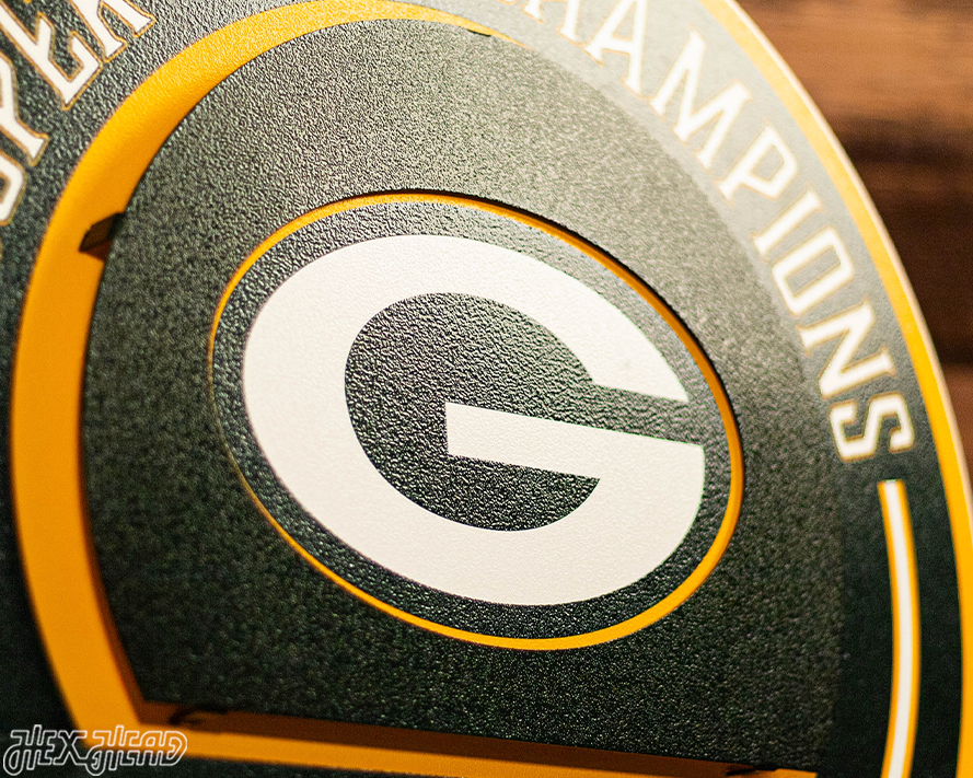 Green Bay Packers DYNASTY - Super Bowl Wins w/ Replaceable Icon Plate 3D Vintage Metal Wall Art