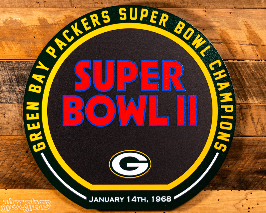 VARSITY Collection- Single Layer Green Bay Packers Super Super Bowl II Metal Wall Art