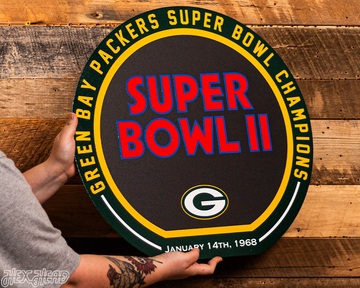 VARSITY Collection- Single Layer Green Bay Packers Super Super Bowl II Metal Wall Art