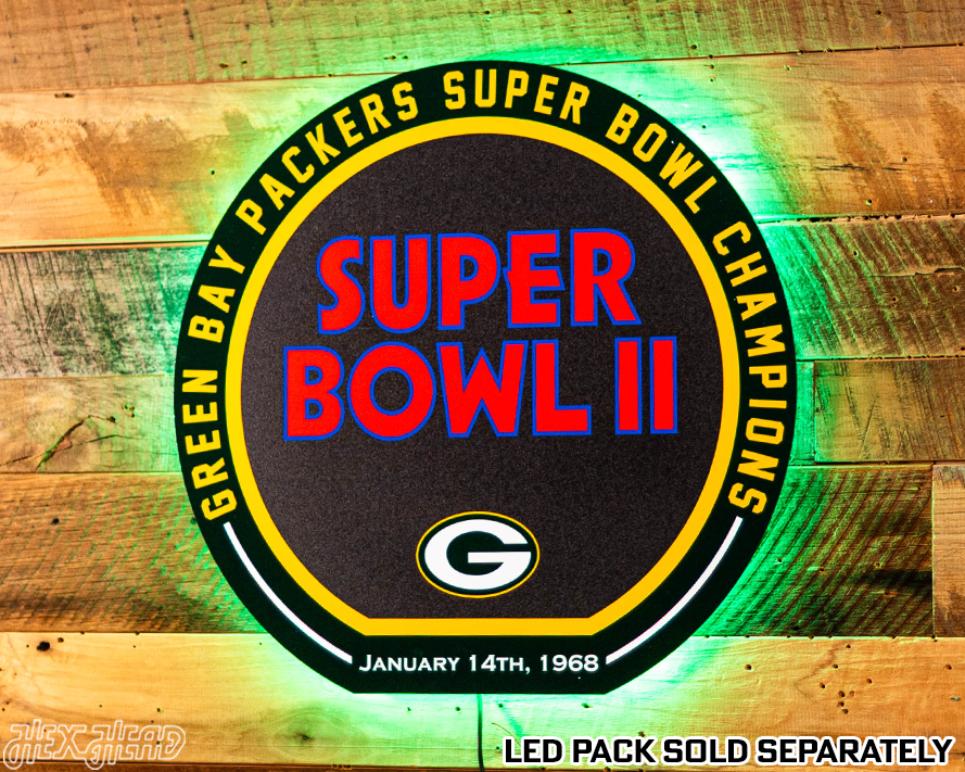 VARSITY Collection- Single Layer Green Bay Packers Super Super Bowl II Metal Wall Art