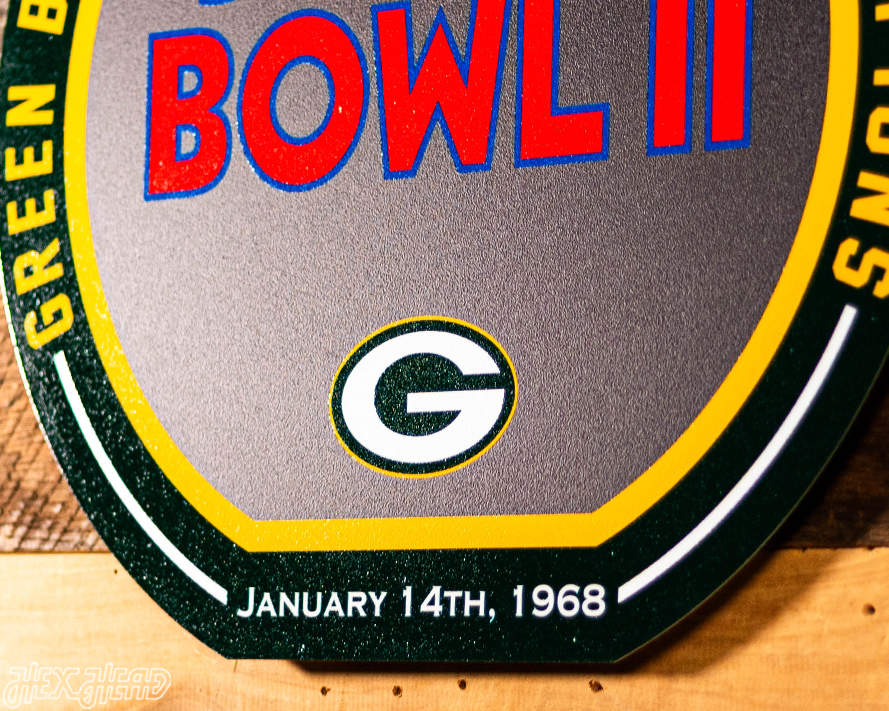 VARSITY Collection- Single Layer Green Bay Packers Super Super Bowl II Metal Wall Art