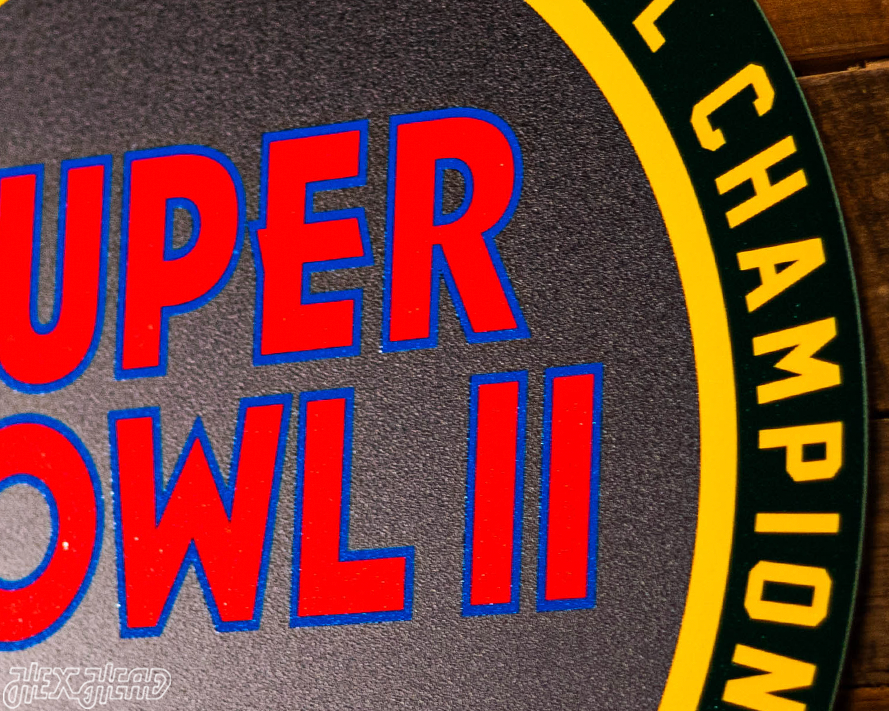 VARSITY Collection- Single Layer Green Bay Packers Super Super Bowl II Metal Wall Art