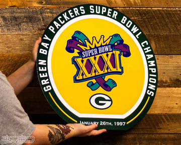 VARSITY Collection- Single Layer Green Bay Packers Super Super Bowl XXXI Metal Wall Art