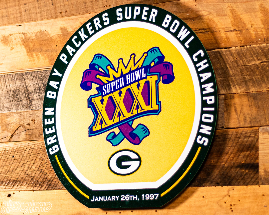 VARSITY Collection- Single Layer Green Bay Packers Super Super Bowl XXXI Metal Wall Art