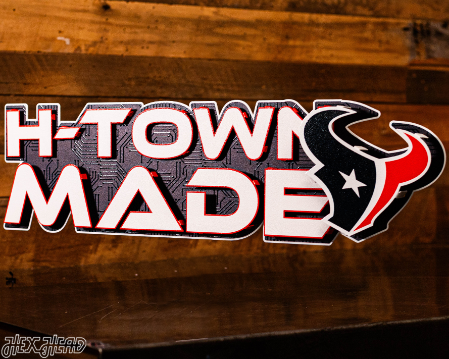 Houston Texans - Hex Head EXCLUSIVE "H-TOWN MADE" Wordmark 3D Metal Wall Art